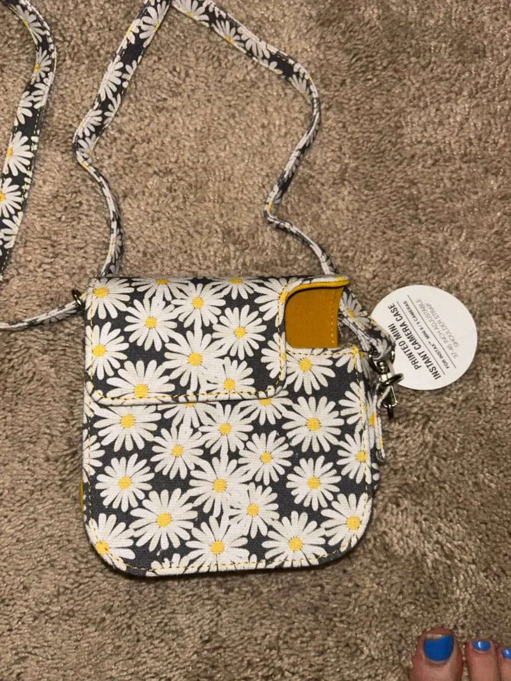 Blue and Yellow Daisy Instax Camera Case with Strap NEW WITH TAGS